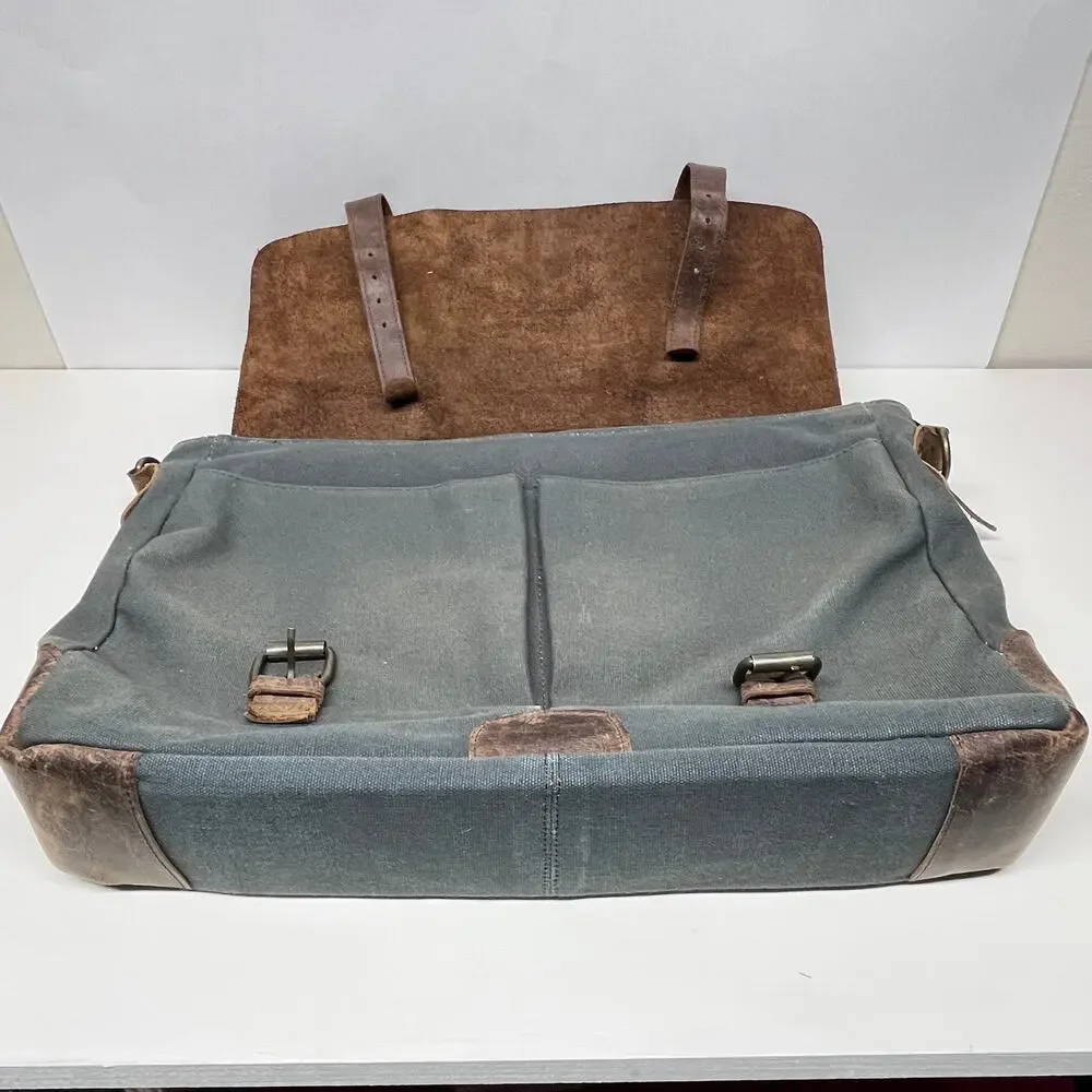 Devil Hunter Vintage Style Messenger Bag Briefcase Canvas and Leather